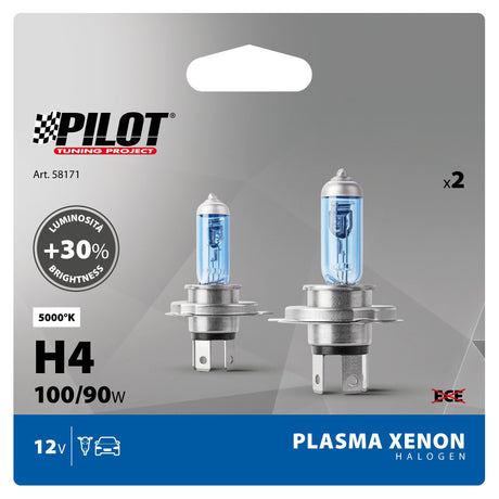Pilot 12V Lampada alogena Xenon - (H4) - 100/90W - P43t - 2 pz - Scatola Plast.