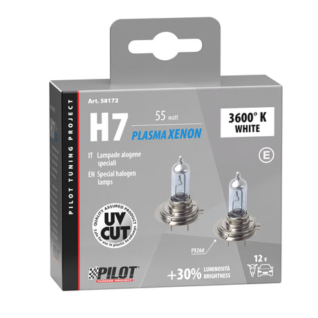 Pilot 12V Lampada alogena Xenon - H7 - 55W - PX26d - 2 pz - Scatola Plast.