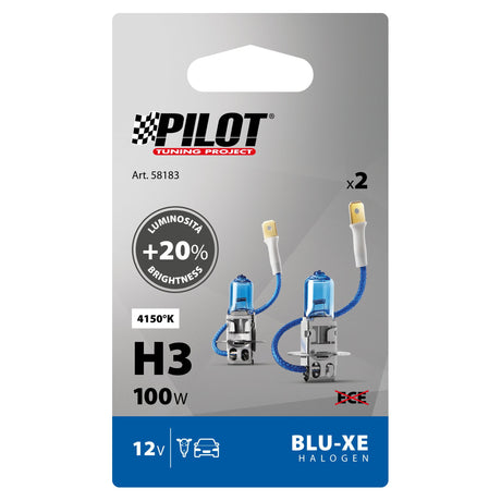Pilot 12V Lampada alogena Blu-Xe - H3 - 100W - PK22s - 2 pz - Scatola Plast.