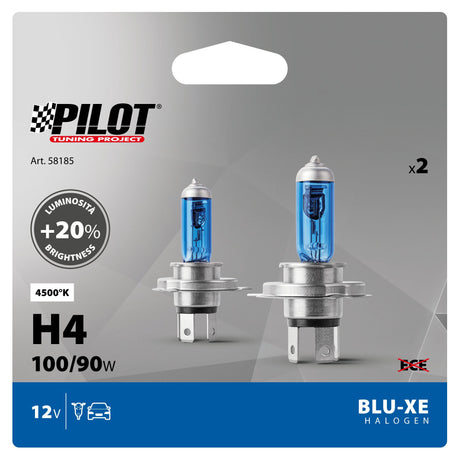 Pilot 12V Lampada alogena Blu-Xe - H4 - 100/90W - P43t - 2 pz - Scatola Plast.