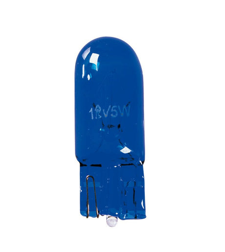 Pilot 12V Blue Dyed Glass, Lampada zoccolo vetro W5W 5W W2,1x9,5d 2 pz D/Blister
