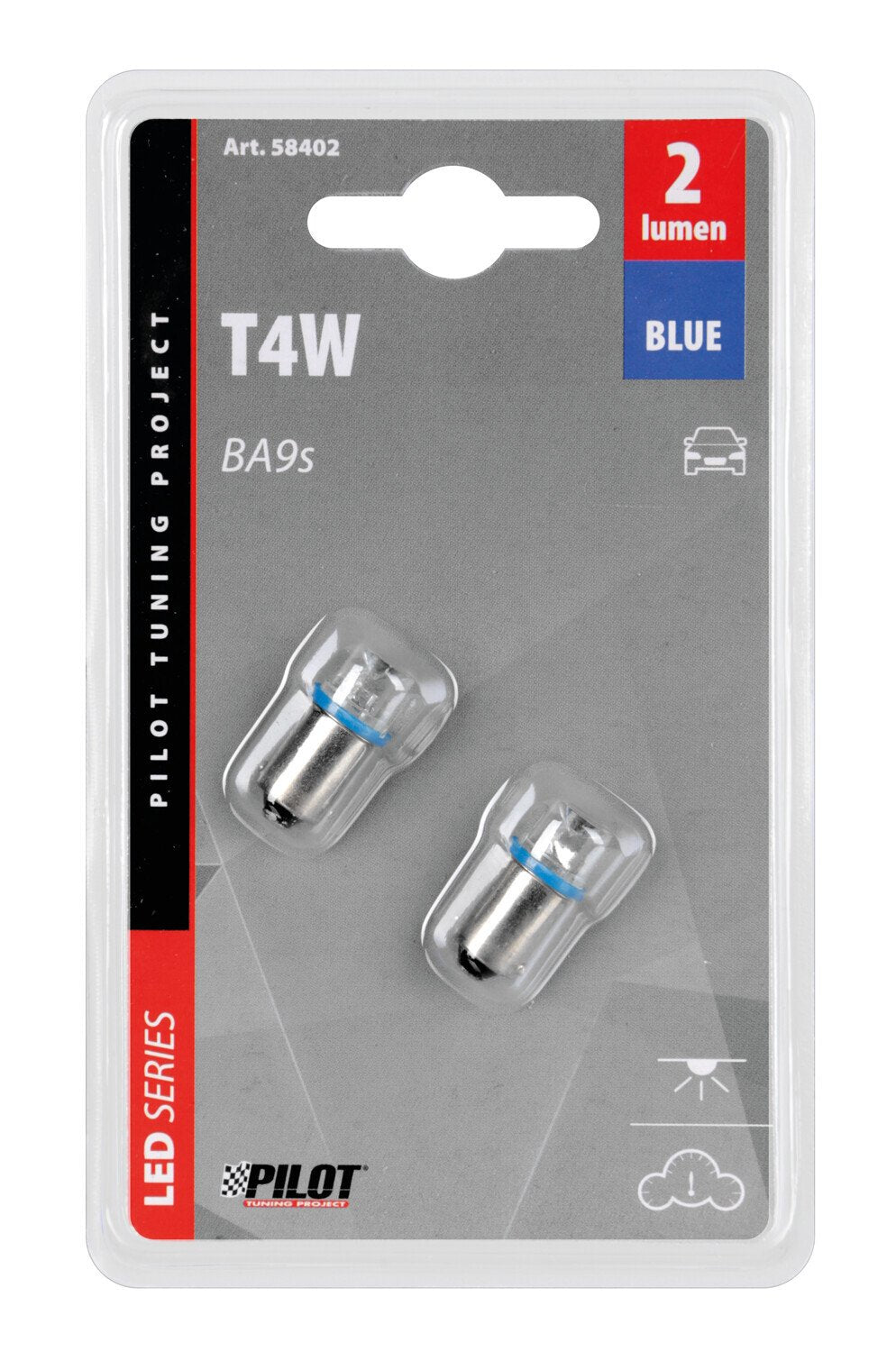 Pilot 12V Led Series - 1 Led - (T4W) - BA9s - 2 pz - Scatola - Blu