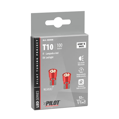 Pilot 12V Led series 6 Led SMD T10 W2,1x9,5d 2 pz Bianco Resistenza inc