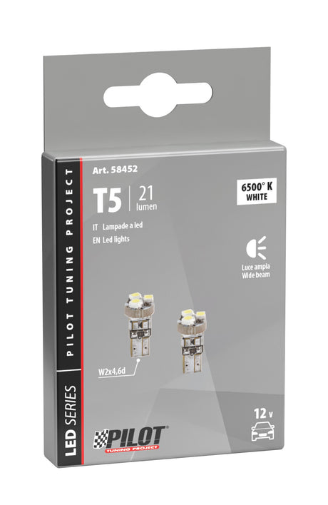 Pilot 12V Hyper-Led 3 3 SMD x 1 chip T5 W2x4,6d 2 pz Bianco 8452