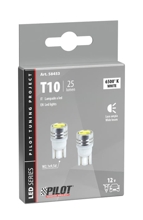 Pilot 12V Mega-Led 2 2 super chips T10 W2,1x9,5d 2 pz Bianco Doppia polarità