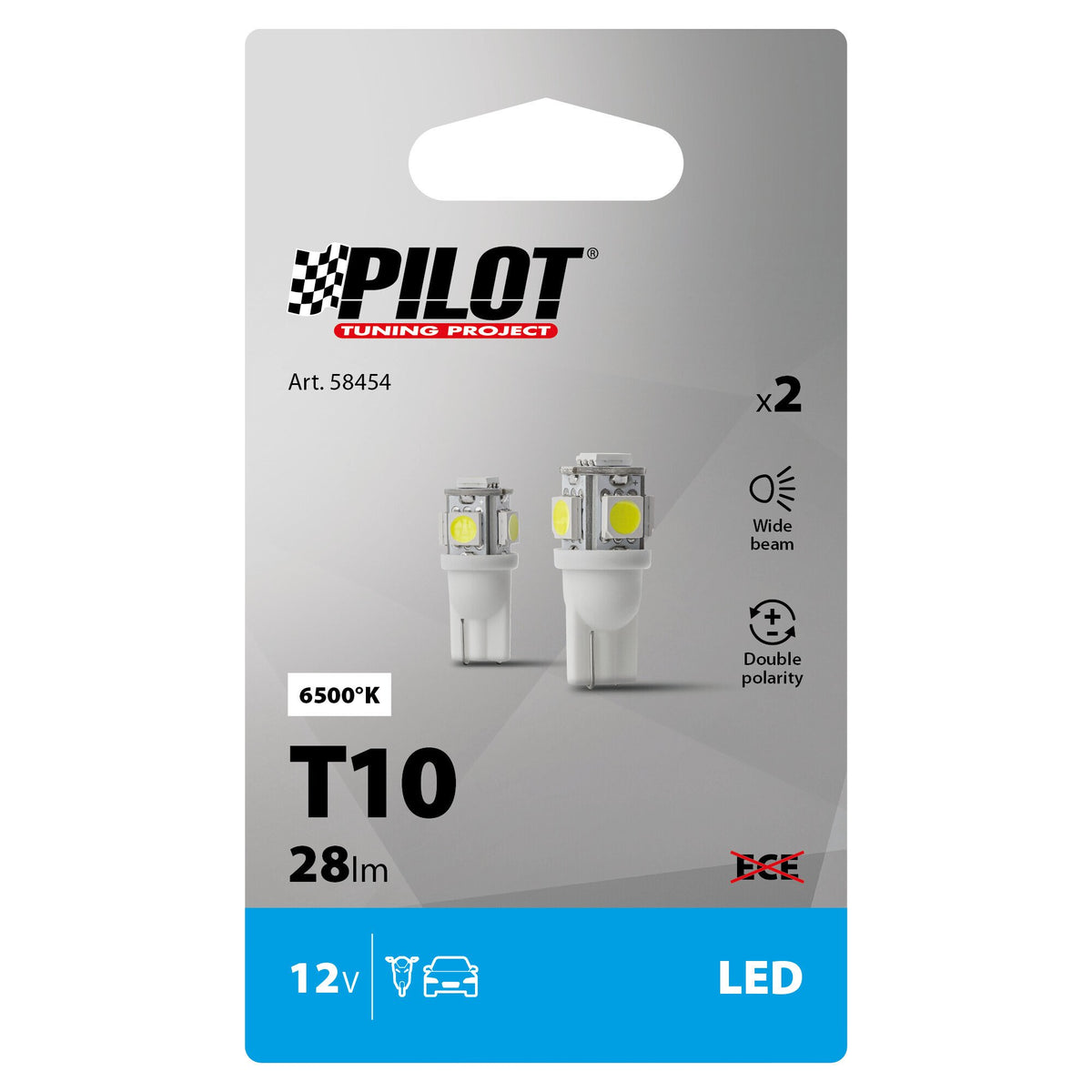Pilot 12V Hyper-Led 15 5 SMD x 3 chips T10 W2,1x9,5d 2 pz Bianco