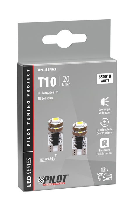 Pilot Hyper-Led 12 4 x3 chips T10 Quadrifocus W2,1x9,5d 2 pz Bianco Res. inc