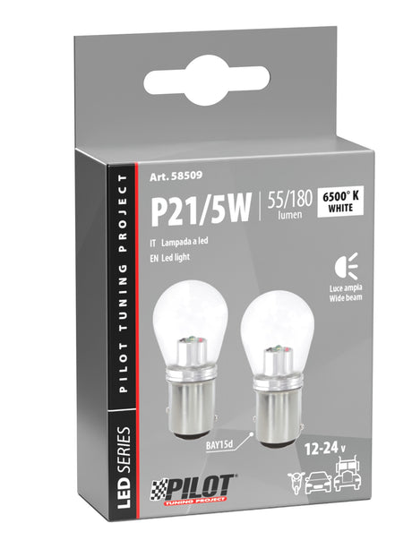 Pilot 9-32V Mega-Led 16 1 Smd x 16 chips (P21/5W) BAY15d 2 pz Scatola Bianco
