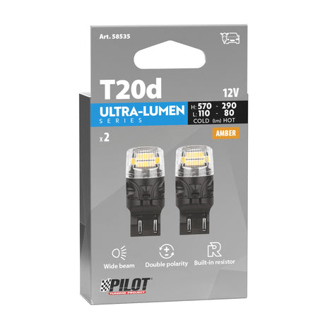 Pilot 12V Ultra-Lumen Series - (WY21/5W) - W3x16q - 2 pz - Scatola - Arancio - Doppia polarità - Resistenza incorporata