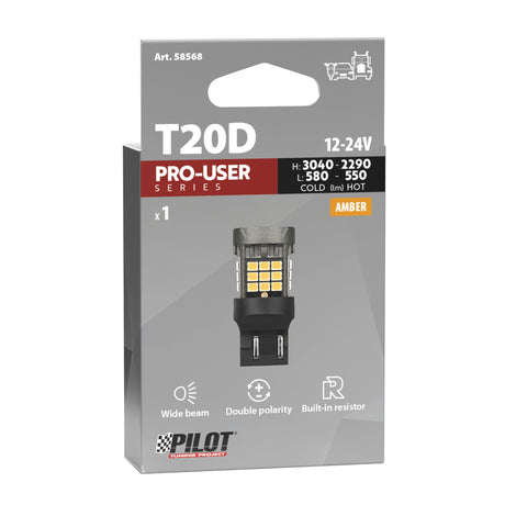 Pilot 12/24V Pro-User Series - (WY21/5W) - W3x16q - 1 pz - Scatola - Arancio - Doppia polarità - Resistenza incorporata
