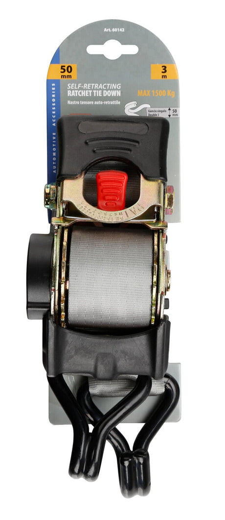 Lampa Nastro tensore con cricchetto autoretrattile, doppio gancio - 5x300 cm 60142