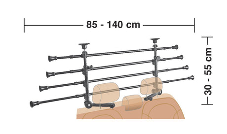 GRG-9 Compact griglia divisoria telescopica 4 elementi applicazione poggiatesta 60426