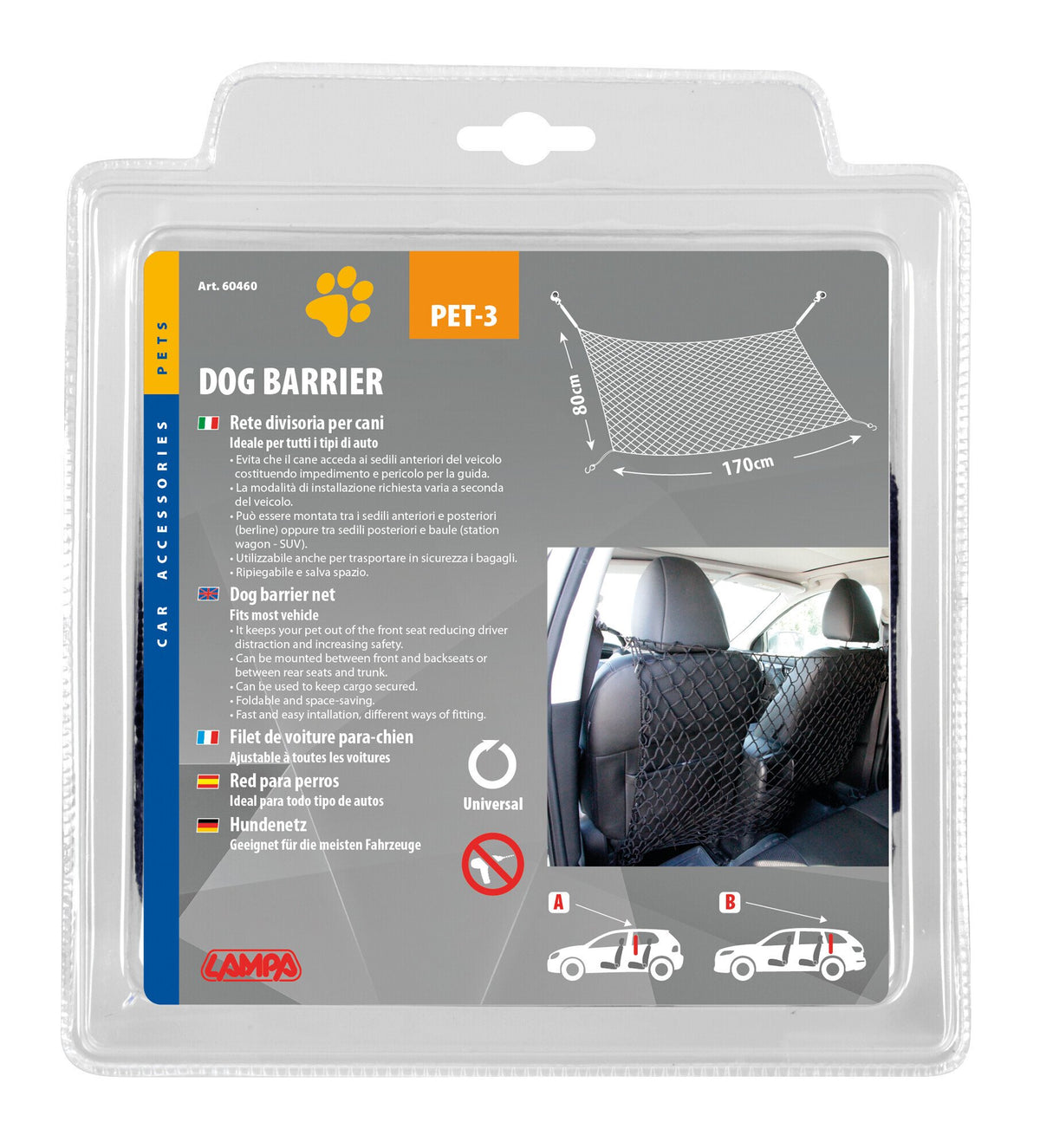 Lampa Pet-3, rete divisoria per cani - 170x80 cm 60460