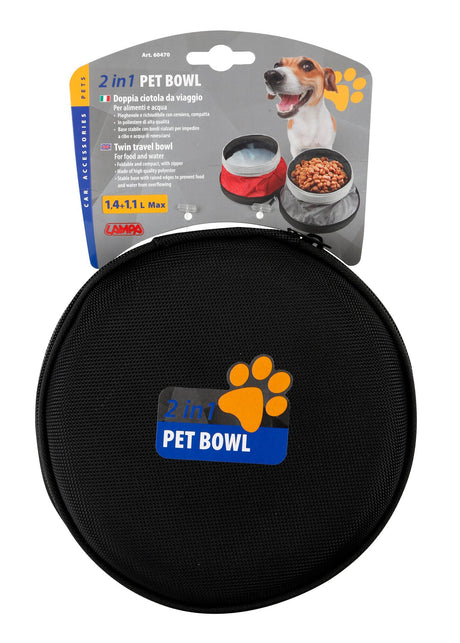 Lampa Pet Bowl, doppia ciotola da viaggio per animali - 1100+1400 ml 60470