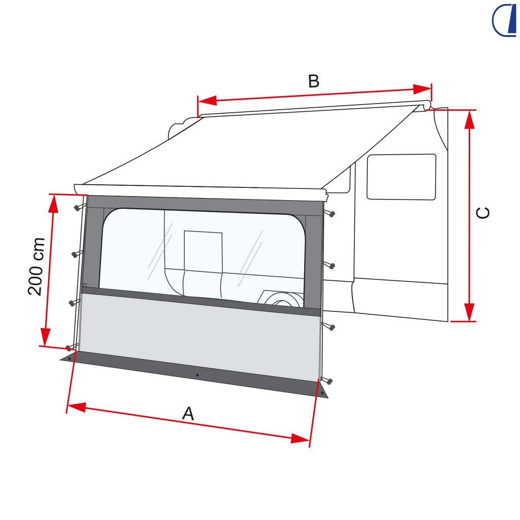 Fiamma Blocker Pro 350 Parete Frontale per Tendalino 200 cm
