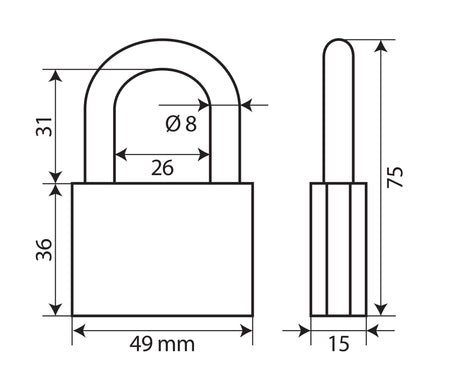Lampa Standard, lucchetto in ottone - 50 mm 65421