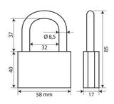 Lampa Standard, lucchetto in ottone - 60 mm 65422