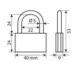 Lampa Basic, lucchetto in ottone - 40 mm 65426