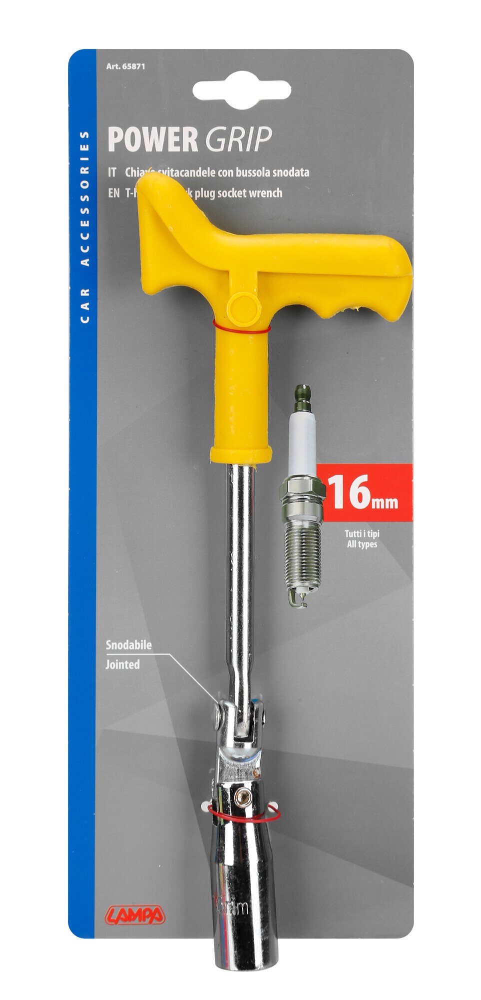 Power Grip, Zündkerzenschlüssel mit Schwenkkupplung - 16 mm
