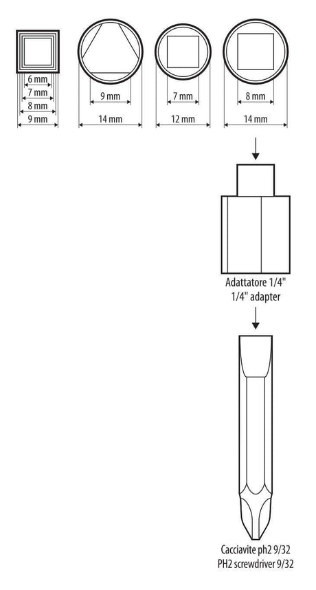 Lampa Pagoda, chiave Universale a croce 4 vie 65889