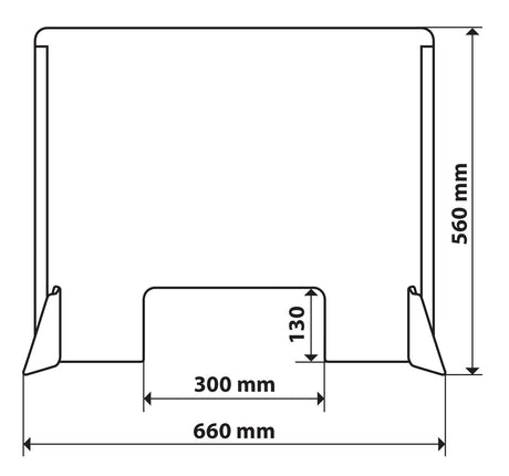 Schermo protettivo parafiato con feritoia per banconi e scrivanie 660x560 mm 66931