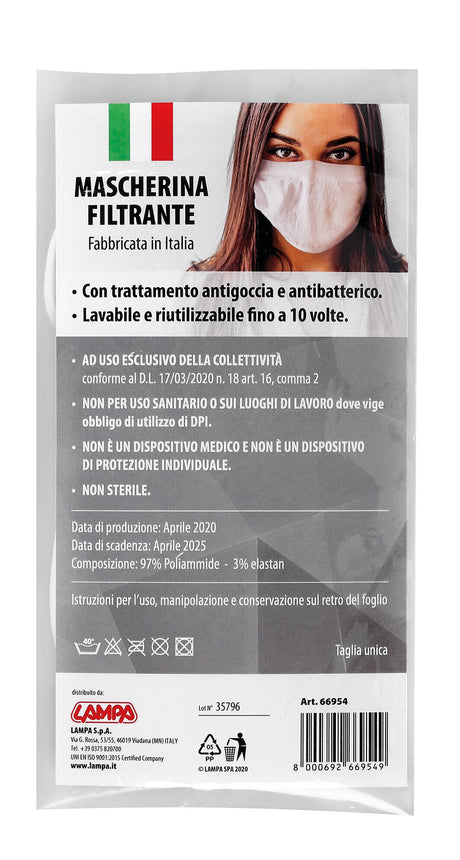Lampa Mascherina filtrante lavabile - Bianco - 140 Den 66954