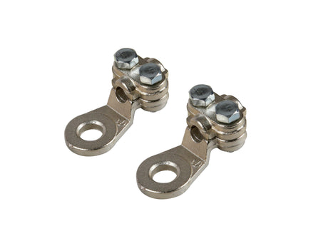 Lampa Set 2 pz capicorda di potenza in ottone nichelato, con fissaggio cavo a piastrina - Sezione 25 mm, foro 8 mm 69925