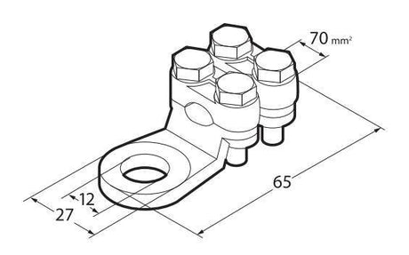 Lampa Set 2 pz capicorda di potenza in ottone nichelato, con fissaggio cavo a doppia piastrina - Sezione 70 mm, foro 12 mm 69928