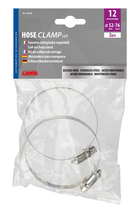 Lampa Fascette stringitubo in acciaio inox set 2 pz  12 mm diametro 52-76 mm 69936