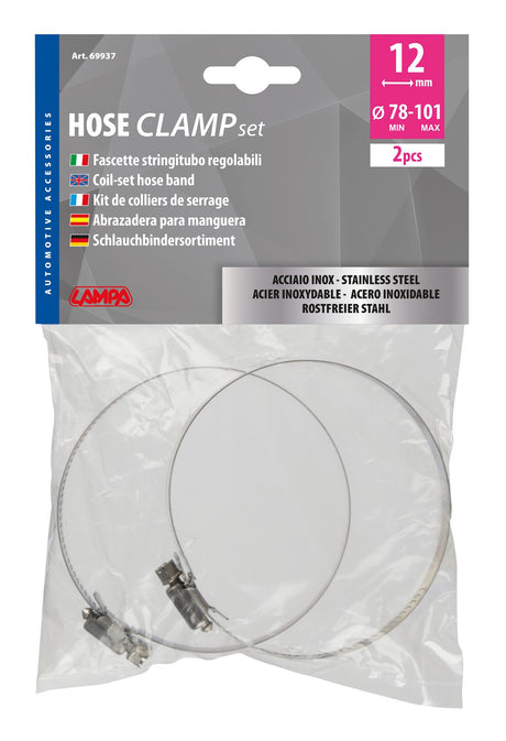 Lampa Fascette stringitubo in acciaio inox set 2 pz  12 mm diametro 78-101 mm 69937