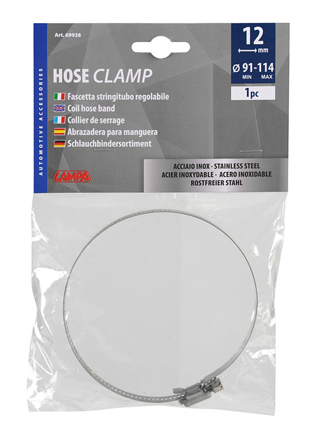 Lampa Fascetta stringitubo in acciaio inox -  12 mm - diametro 91-114 mm 69938