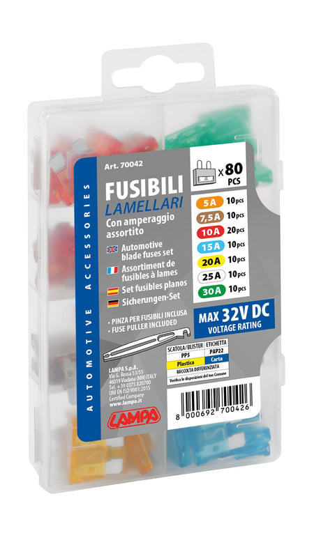 Lampa Set 80 fusibili lamellari assortiti, 12/32V 70042