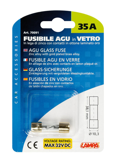 Lampa Fusibile AGU in vetro, 12/32V - 35A 70091