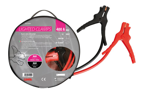 Lampa Cavi batteria con pinze isolate, 12V - 300 cm - 400 A - 12 mm 70120