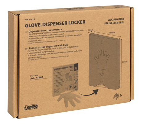 Lampa Dispenser in acciaio inox con serratura per guanti monouso 71414