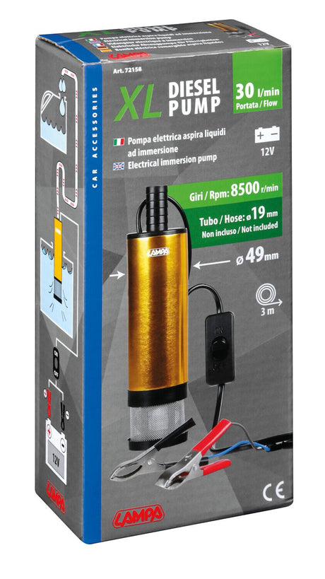 Lampa Pompa aspira liquidi elettrica ad immersione, 12V - 30 L/min 72158