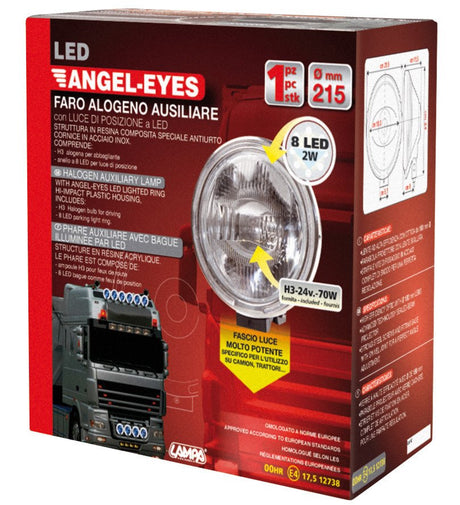 Lampa Angel-Eyes, Faro alogeno di profondità con luce di posizione a 8 Led - Bianco 72205