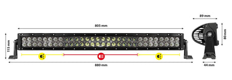 Lampa Barra a Led con struttura curva in alluminio, 10/30V - 80 cm 72335
