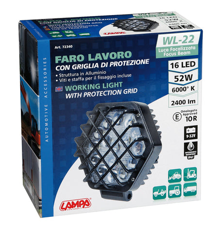 Lampa WL-22, faro ausiliario a 16 Led - 9/32V - Bianco 72340