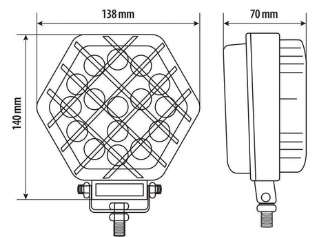 Lampa WL-22, faro ausiliario a 16 Led - 9/32V - Bianco 72340