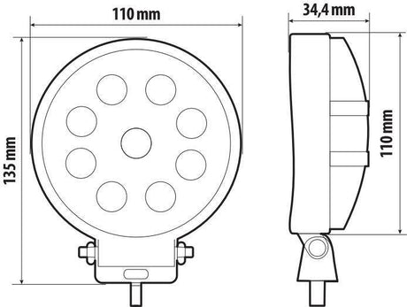 Lampa WL-29, faro ausiliario a 9 Led - 12/24V - Bianco 72370