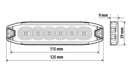 Lampa Luce di segnalazione multifunzione a 6 Led, 12/24V - Arancio 72995