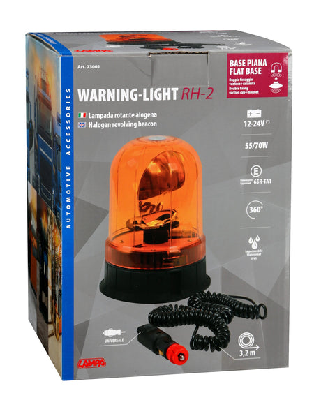 Lampa RH-2, luce di segnalazione alogena con base magnetica e ventosa, 12/24V 73001