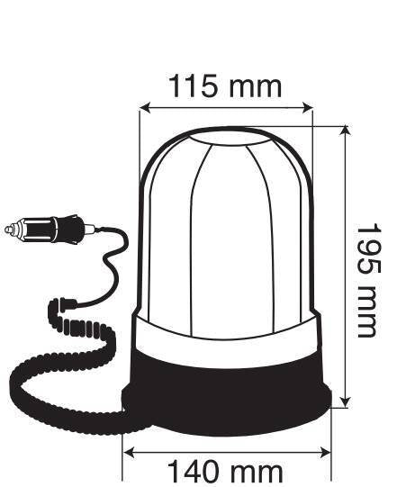 Lampa RH-2, luce di segnalazione alogena con base magnetica e ventosa, 12/24V 73001