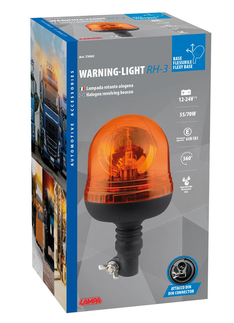RH-3, luce di segnalazione alogena con base flessibile e attacco DIN, 12/24V 73002