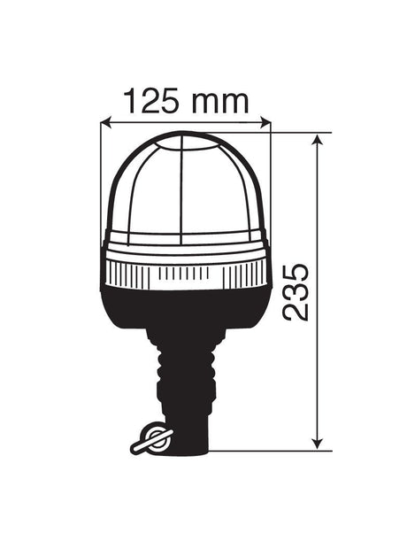 RH-3, luce di segnalazione alogena con base flessibile e attacco DIN, 12/24V 73002