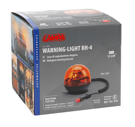 Lampa RH-4, luce di segnalazione alogena con base magnetica e ventosa, 12/24V 73003