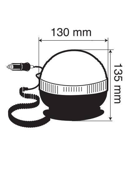 Lampa RH-4, luce di segnalazione alogena con base magnetica e ventosa, 12/24V 73003