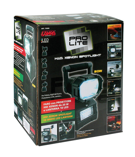 Lampa Pro Lite, Faro con proiettore HID Xenon 20W e lanterna 10 Led - 12/230V 73068