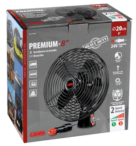 Ventilatore 24V per camion  8" in metallo, 2 velocità  Lampa Premium 73100